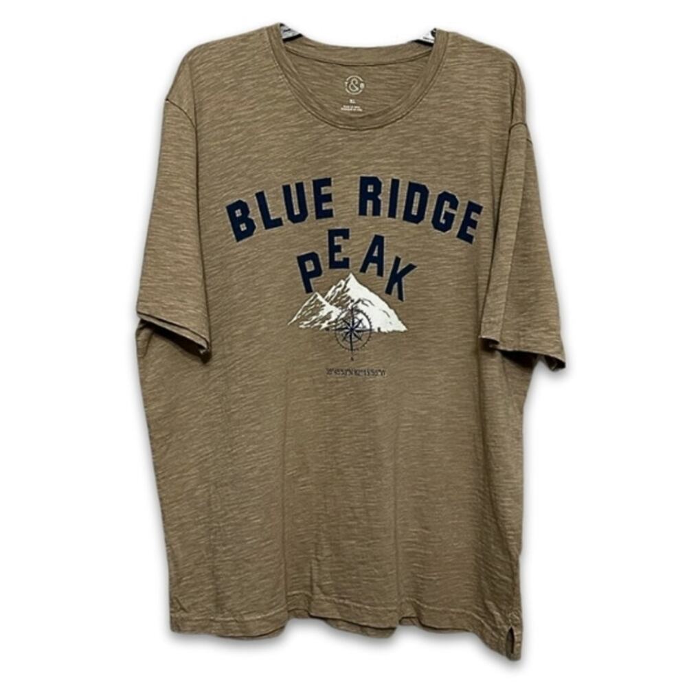 Treasure & Bond Graphic T-Shirt "Blue Ridge Peak" Heathered Beige Men's XL NWOT